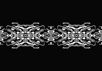 Seamless abstract ethnic border in black and white colors.  Can be used for a textile design.