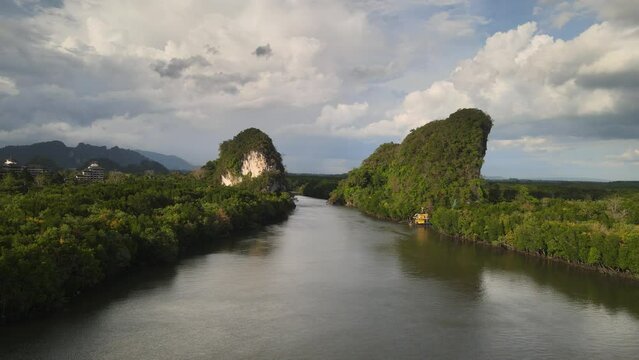 Aerial views of Krabi Town in Thailand