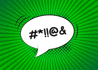 Swearing speech bubble. Comic book with cloud and cursing. Swear words symbols. Vector illustration isolated.