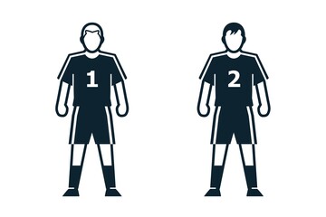 Soccer Player, People and Clothing icons with White Background