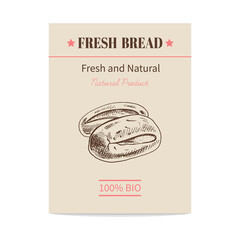 Vector hand drawn sketch bread poster. Eco food.  Icons and elements for print, labels, packaging.