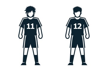 Soccer Player, People and Clothing icons with White Background
