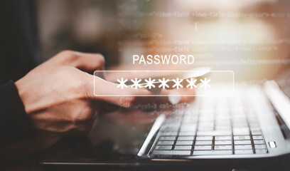 Security password login online concept  Hands typing and entering username and password of social media, log in with smartphone to an online bank account, data protection from hacker