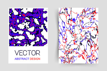 Abstract desgin with various blue and red liquid lines on white background. This is design for covers, templates, flayers and other ideas