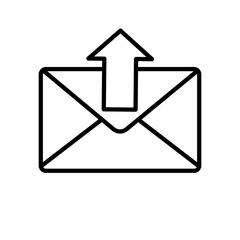 email out, wiadomość . Koperta ze strzałką ikona wektorowa.