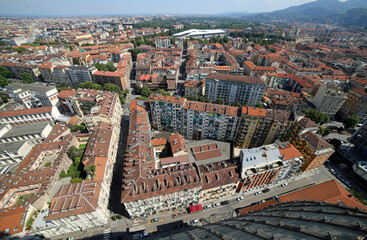 Obraz premium Roofs view of the Turin city in north Italy from the landmark called MOLE ANTONELLIANA