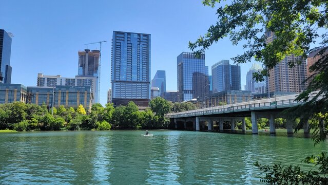 Austin Downtown Skyline From Lady Bird Lake