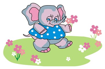 A collection of vector drawings with elephants for children's clothing, fabric, textiles or wallpaper in the nursery.