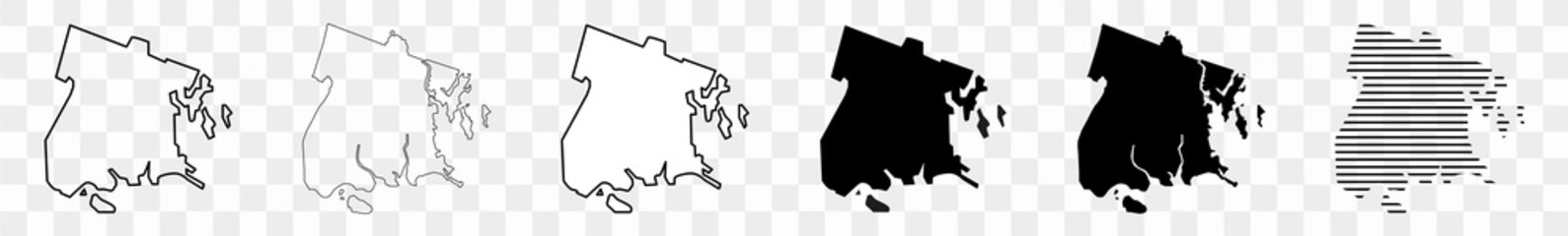 Bronx Map Black | New York City Borough Border | United States | US America | Transparent Isolated | Variations