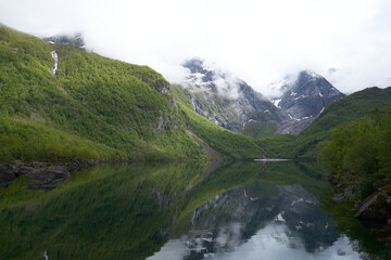 beautiful glacier lake in norway
