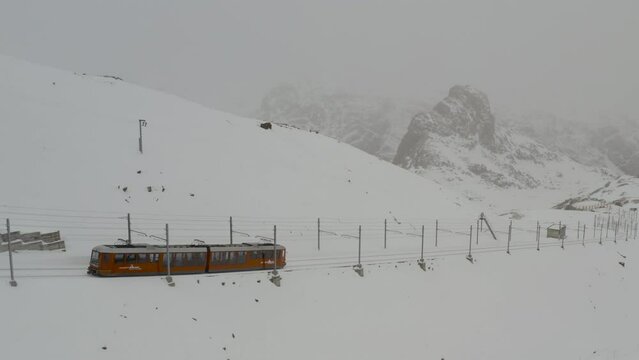 Aerial view of the Gornergrat Railway in Switzerland
