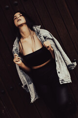 portrait of young woman with long black hair