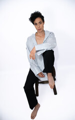 Black haired woman in casual moment