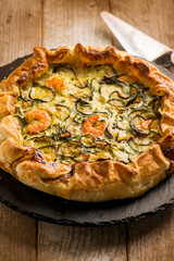 shrimp pie with zucchinis and mozzarella