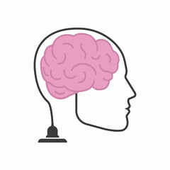 Vector illustration of human brain with plug.