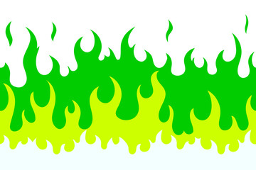 Vector illustration of green flame. Seamless pattern.