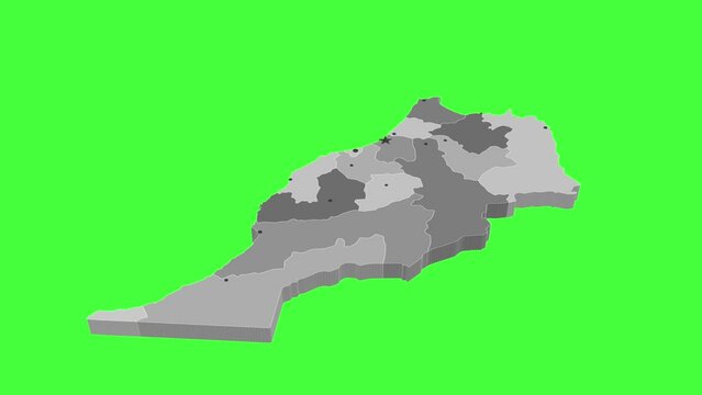 3D map illustration of Moroco on green background	