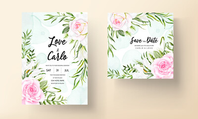 Obraz premium Watercolor flower wedding invitation card