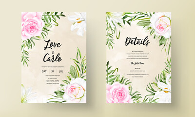 Watercolor flower wedding invitation card