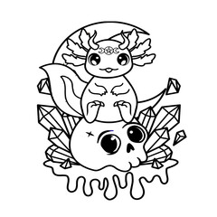 Pastel Goth Coloring Page For Kids | Creepy Kawaii Coloring Page 