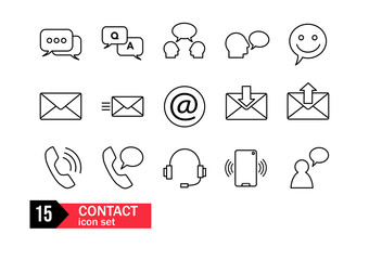 Contact Icons Set, Communication Symbols, Vector Illustration.