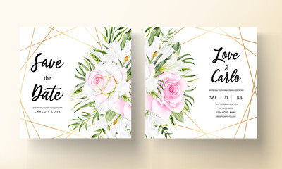 Watercolor flower wedding invitation card