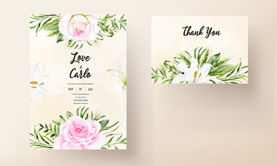 Watercolor flower wedding invitation card
