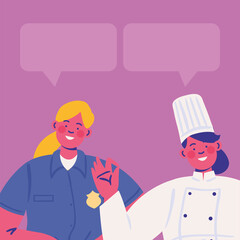 Obraz premium female police and chef