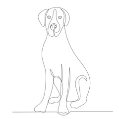 dog sitting one continuous line drawing, isolated, vector