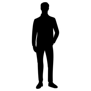 recommend clip art: man silhouette on white background, isolated, vector