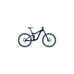 bicycle isolated on white background, mountain bike silhouette