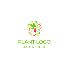 Fototapeta premium logo design ecology, simple healt logo design with vegetables