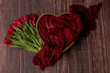 Newborn natural tulips digital love heart backdrop/background	