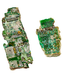 Fragments of the Russian-made Kh-22 anti-ship cruise missile. Debris of electronic boards with electronic components from the Cold War era. - 514529330