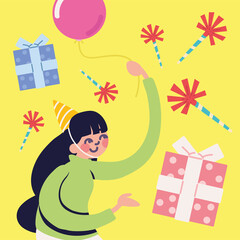 birthday female with balloon