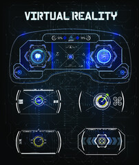 Futuristic Vector HUD Interface Screen Design. Digital callouts titles. HUD UI GUI futuristic user interface screen elements set. High tech screen for video game. Sci-fi concept design.	