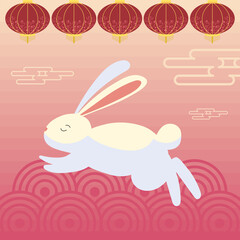 chinese moon festival jump rabbit