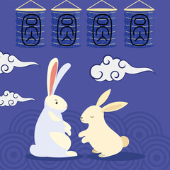 cute rabbits chinese moon festival