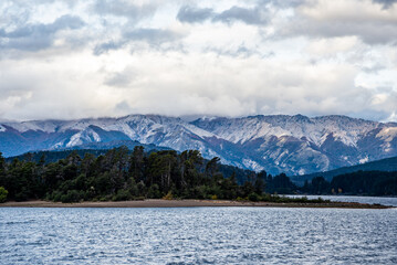 View of the Andes mountains from Lake Nahuel Huapi, Bariloche, Argentina