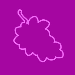 Cartoon Grapes Isolated on Purple Background, Outline Graphic. Fresh Grape Fruit Silhouette, Vector EPS With Editable Strokes. Summer Fruit Contour Icon.
