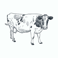 Vintage hand drawn sketch Holstein Friesian cattle