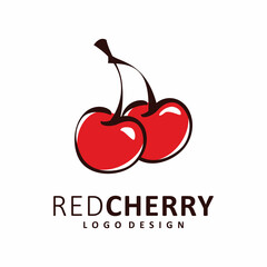 red cherry fruit logo design