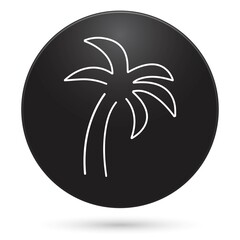 Palm icon, black circle button, vector illustration.