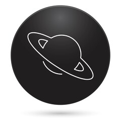 Saturn icon, black circle button, vector illustration.