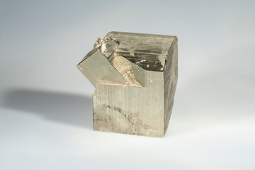 A sample of a natural mineral from the geological collection is untreated crystalline pyrite, iron...