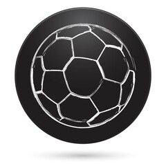 Soccer ball icon, black circle button, vector illustration.