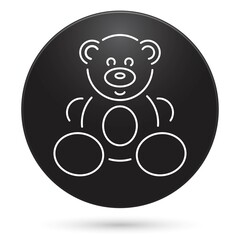 Teddy bear icon, black circle button, vector illustration.