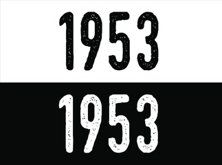 Year 1953 commemoration. White and black vector with year for celebration.