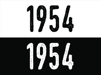 Year 1954 commemoration. White and black vector with year for celebration.