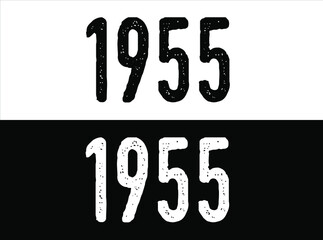 Year 1955 commemoration. White and black vector with year for celebration.